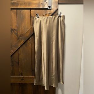 Zara Olive silk maxi skirt
